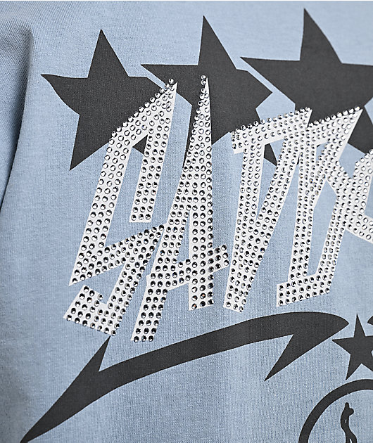 $AD BOYZ by Junior H Stars For Life Rhinestone Pastel Blue T-Shirt