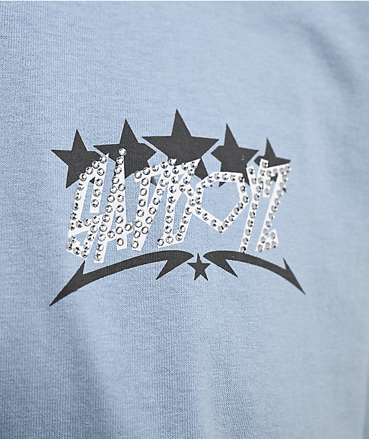 $AD BOYZ by Junior H Stars For Life Rhinestone Pastel Blue T-Shirt