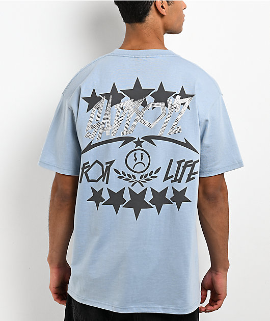 $AD BOYZ by Junior H Stars For Life Rhinestone Pastel Blue T-Shirt