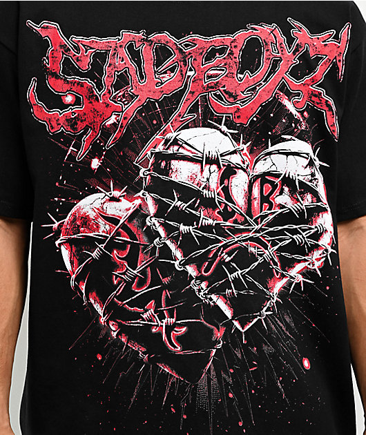 SAD BOYZ by Junior H X Lost Hills Barbed Wire Heart Black T-Shirt
