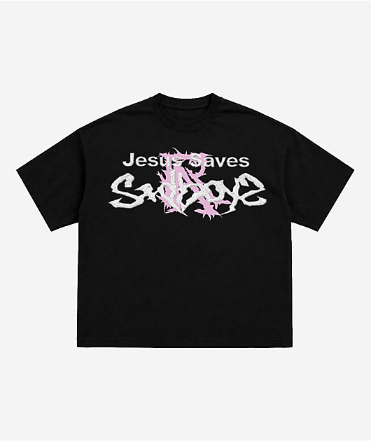 $AD BOYZ by Junior H x RUDE AWAKENINGS Jesus Saves Black T-Shirt