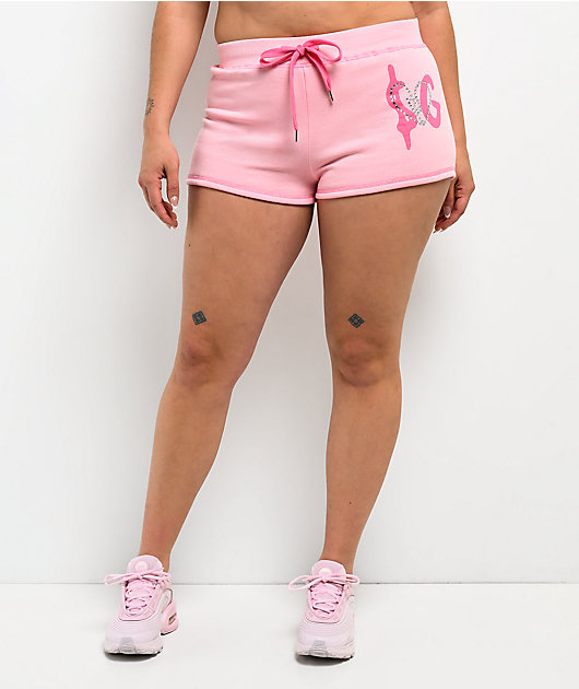 $AD GIRlZ BY Junior H Rhinestone Logo Pink Sweat Shorts