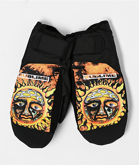 ✨ M✨ 686 x Sublime Revel Orange Tie Dye 10K Snowboard Mittens | Zumiez