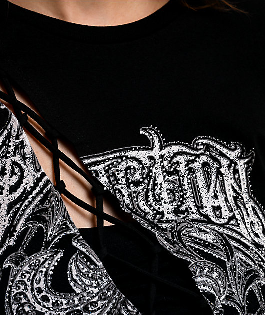 Affliction Legacy Black Lace Front Black T-Shirt