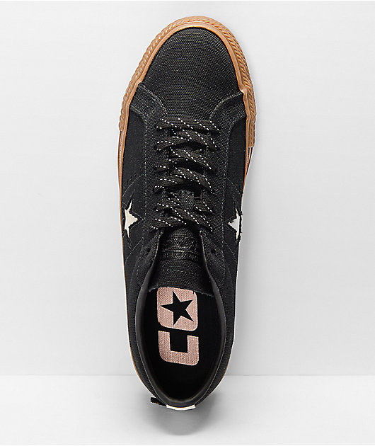 Converse One Star Pro Black & Gum Cordura Skate Shoes