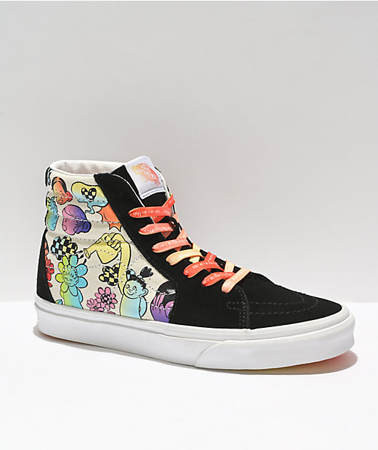  Vans Sk8-Hi Cultivate Care zapatos de skate florales en blanco y negro