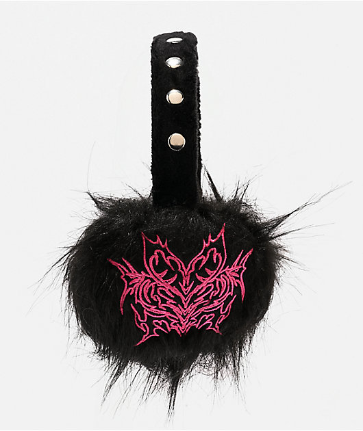  Vitriol Embroidered Black Faux Fur Ear Muffs