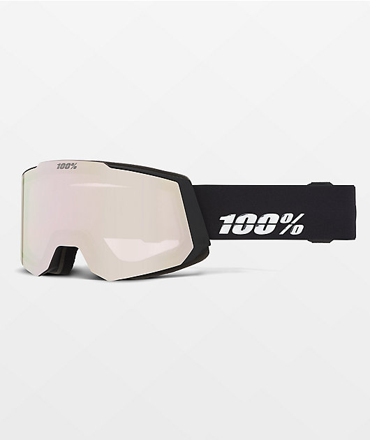 100% Snowcraft Black & HiPER® Mirror Rose Snowboard Goggles