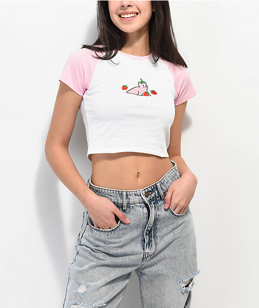 ●maison creme● Strawberry T-shirt Buy wholesale ICONIC RED LOGO PINK CREAM UNISEX T-SHIRT
