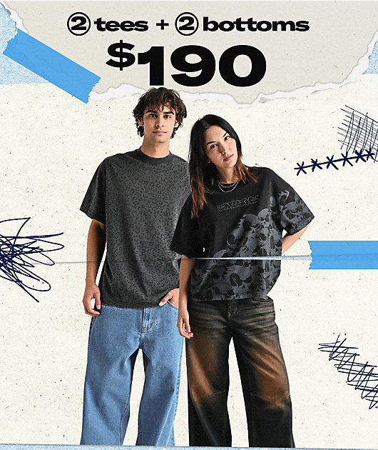 ダブルネックオーバーTEE Double Neck Over Tee 2 Tees & 2 Bottoms for $190 | Zumiez
