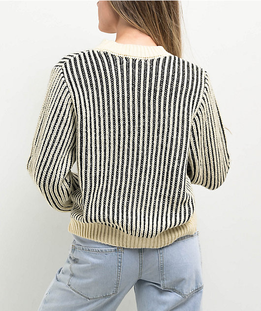 24COLOURS Ribbed White & Black Striped Sweater