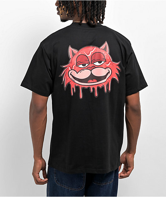 26 Red Drip Cat Black TShirt