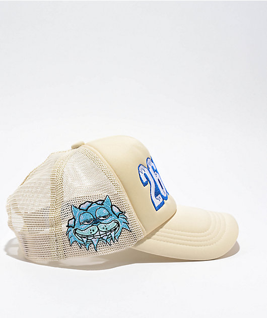 帽子 thoughtwefriends waradice cap opium 26 Red Ice Cat Cream Trucker Hat | Zumiez
