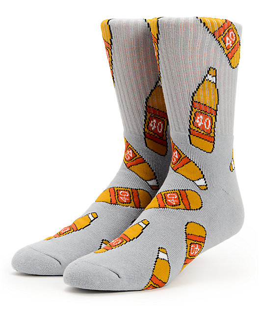 Download 40s & Shorties 40oz Grey Crew Socks | Zumiez