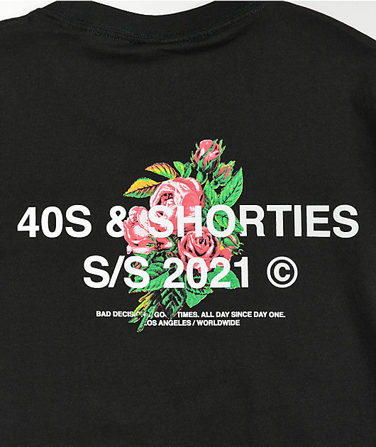 40s & Shorties Rose Black T-Shirt