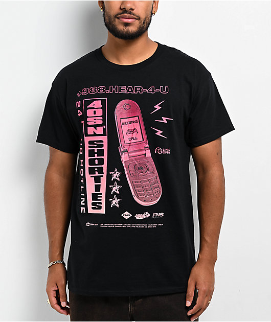 40s & Shorties 24hr Hotline Black T-Shirt | Zumiez