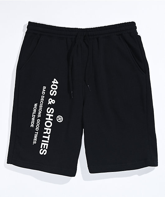 40s & Shorties General Logo Black & White Sweat Shorts | Zumiez