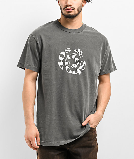 40s & Shorties Spiral Text Black Wash T-Shirt | Zumiez
