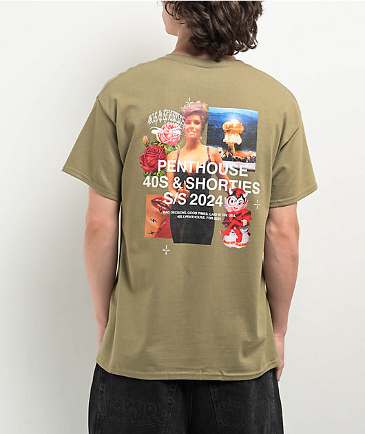 40s & Shorties x Penthouse Collage Green T-Shirt | Zumiez