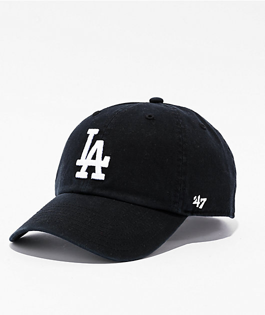 47 Brand Clean Up Los Angeles Dodgers Black Wash Strapback Hat