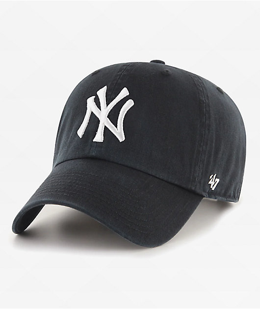 47 Brand Clean Up New York Yankees Black Wash Strapback Hat | Zumiez