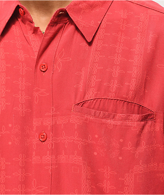 mens red bandana button up shirt