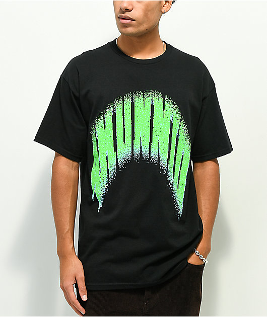 4Hunnid Curved Black & Green T-Shirt