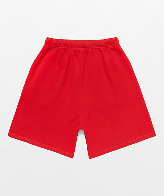 4Hunnid Komfort Kollection Red Pigment Dye Sweat Shorts | Zumiez