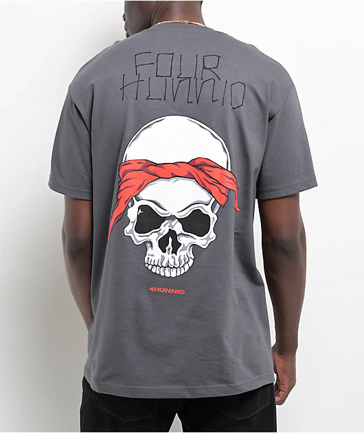 4Hunnid Skull Ties Charcoal T-Shirt | Zumiez