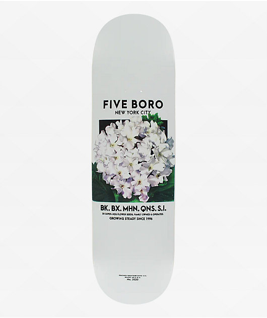 5Boro White Flower 8.5" Skateboard Deck