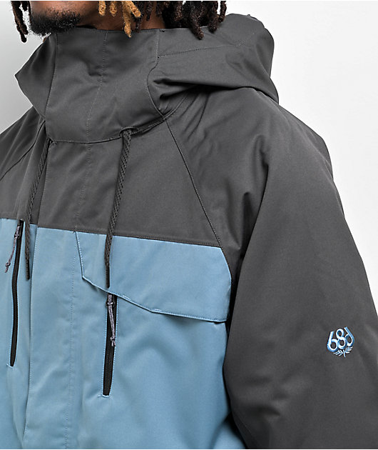 686 Geo Charcoal & Blue 10k Snowboard Jacket | Zumiez
