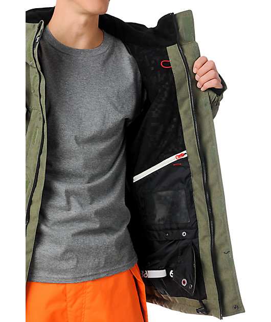 army green snowboard jacket