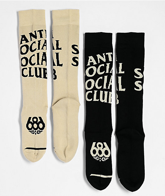 686 x Anti Social Social Club 2 Pack Snowboard Socks | Zumiez