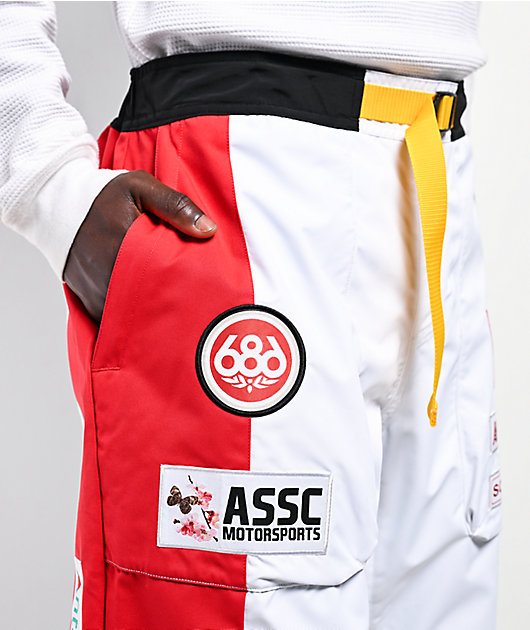686 x AntiSocialSocialClub F1 White & Black 10K Snowboard Pants