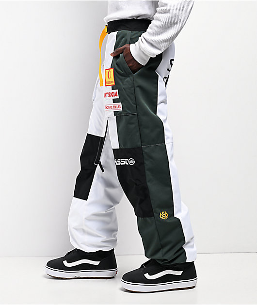 686 x AntiSocialSocialClub F1 White & Black 10K Snowboard Pants