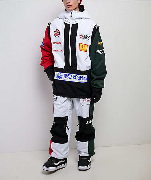 686 x AntiSocialSocialClub F1 White & Black 10K Snowboard Pants