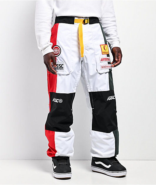 686 x AntiSocialSocialClub F1 White & Black 10K Snowboard Pants