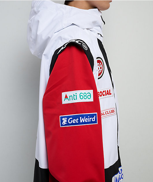 686 x AntiSocialSocialClub F1 White Colorblock 10K Shell Anorak