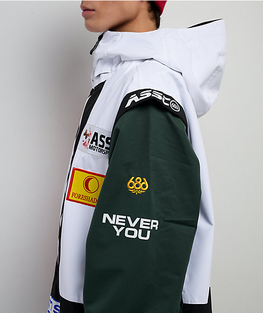 686 x AntiSocialSocialClub F1 White Colorblock 10K Shell Anorak