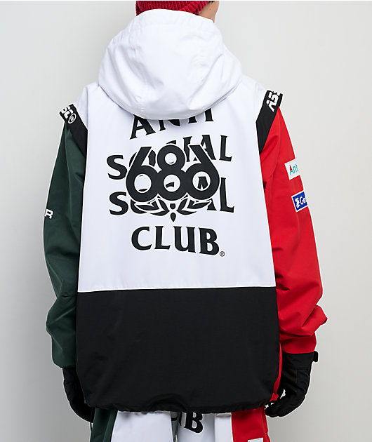 686 x AntiSocialSocialClub F1 White Colorblock 10K Shell Anorak
