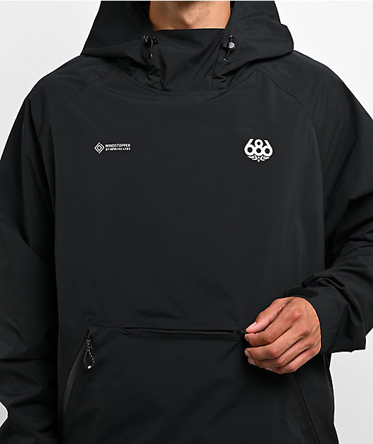 686 x GORE-TEX® Labs WINDSTOPPER® Pullover Black Snowboard Hoodie