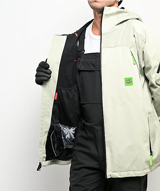 686 x HUF Double H Green Colorblock 10K Snowboard Jacket | Zumiez