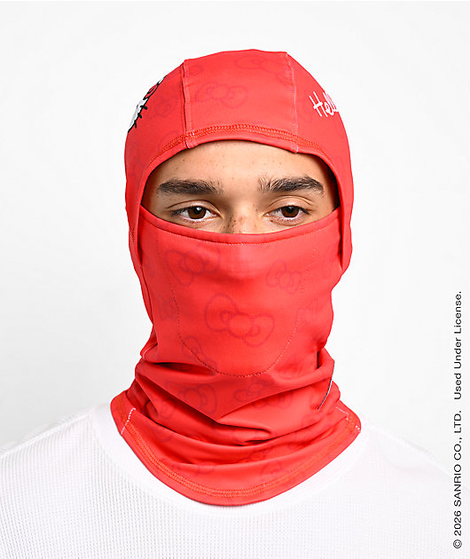 686 x Hello Kitty Hurra Red Hinged Balaclava