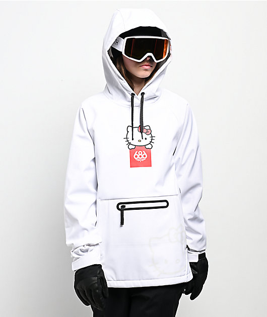 686 x Hello Kitty White 10K Snowboard Hoodie | Zumiez