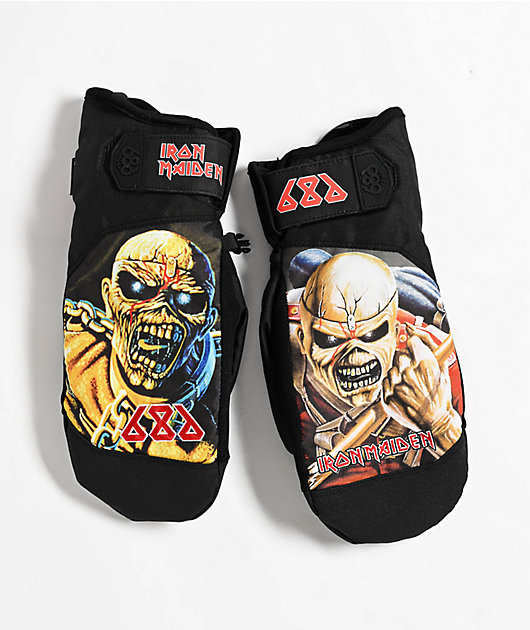 686 x Iron Maiden Primer Black 10K Snowboard Mittens | Zumiez