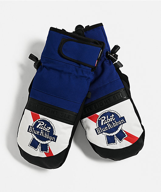 686 x Pabst Blue Ribbon Recon Blue 10K Snowboard Mittens | Zumiez