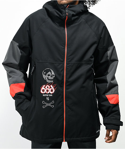 686 x Sketchy Tank Static chaqueta de Snowboard 10k negra y roja