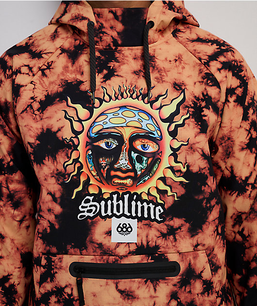 686 x Sublime Orange Tie Dye 10K Snowboard Hoodie | Zumiez