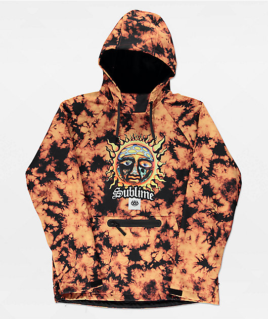 686 x Sublime Orange Tie Dye 10K Snowboard Hoodie | Zumiez