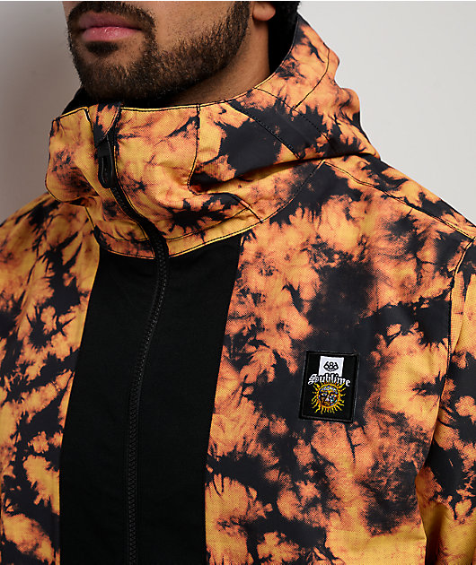 686 x Sublime Orange Tie Dye Anorak Snowboard Jacket | Zumiez